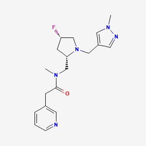 molecular formula C18H24FN5O B6863828 N-[[(2S,4S)-4-fluoro-1-[(1-methylpyrazol-4-yl)methyl]pyrrolidin-2-yl]methyl]-N-methyl-2-pyridin-3-ylacetamide 