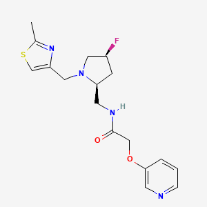 molecular formula C17H21FN4O2S B6863831 N-[[(2S,4S)-4-fluoro-1-[(2-methyl-1,3-thiazol-4-yl)methyl]pyrrolidin-2-yl]methyl]-2-pyridin-3-yloxyacetamide 