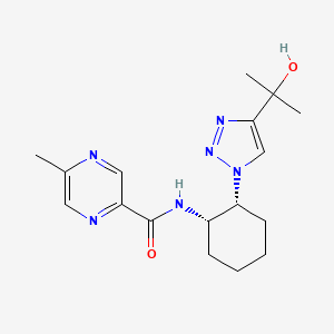 molecular formula C17H24N6O2 B6863839 N-[(1S,2R)-2-[4-(2-hydroxypropan-2-yl)triazol-1-yl]cyclohexyl]-5-methylpyrazine-2-carboxamide 