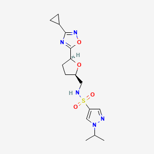 molecular formula C16H23N5O4S B6863851 N-[[(2R,5S)-5-(3-cyclopropyl-1,2,4-oxadiazol-5-yl)oxolan-2-yl]methyl]-1-propan-2-ylpyrazole-4-sulfonamide 