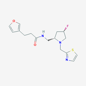 molecular formula C16H20FN3O2S B6863889 N-[[(2S,4S)-4-fluoro-1-(1,3-thiazol-2-ylmethyl)pyrrolidin-2-yl]methyl]-3-(furan-3-yl)propanamide 