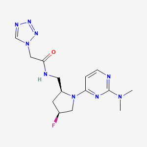 molecular formula C14H20FN9O B6863895 N-[[(2S,4S)-1-[2-(dimethylamino)pyrimidin-4-yl]-4-fluoropyrrolidin-2-yl]methyl]-2-(tetrazol-1-yl)acetamide 
