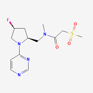 molecular formula C13H19FN4O3S B6863921 N-[[(2S,4S)-4-fluoro-1-pyrimidin-4-ylpyrrolidin-2-yl]methyl]-N-methyl-2-methylsulfonylacetamide 