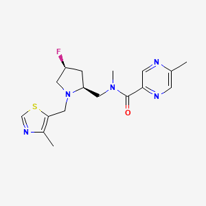 molecular formula C17H22FN5OS B6863931 N-[[(2S,4S)-4-fluoro-1-[(4-methyl-1,3-thiazol-5-yl)methyl]pyrrolidin-2-yl]methyl]-N,5-dimethylpyrazine-2-carboxamide 