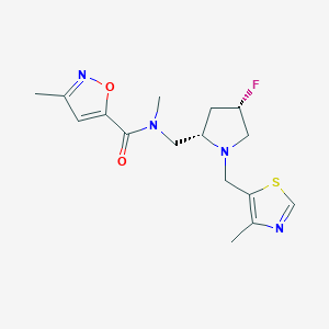 molecular formula C16H21FN4O2S B6863946 N-[[(2S,4S)-4-fluoro-1-[(4-methyl-1,3-thiazol-5-yl)methyl]pyrrolidin-2-yl]methyl]-N,3-dimethyl-1,2-oxazole-5-carboxamide 