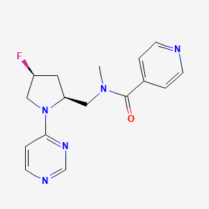 molecular formula C16H18FN5O B6863953 N-[[(2S,4S)-4-fluoro-1-pyrimidin-4-ylpyrrolidin-2-yl]methyl]-N-methylpyridine-4-carboxamide 