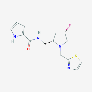 molecular formula C14H17FN4OS B6864020 N-[[(2S,4S)-4-fluoro-1-(1,3-thiazol-2-ylmethyl)pyrrolidin-2-yl]methyl]-1H-pyrrole-2-carboxamide 