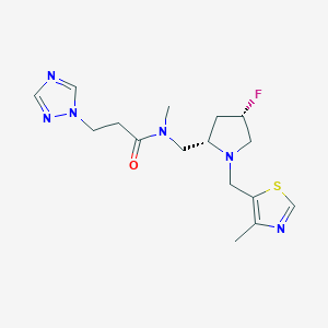 molecular formula C16H23FN6OS B6864027 N-[[(2S,4S)-4-fluoro-1-[(4-methyl-1,3-thiazol-5-yl)methyl]pyrrolidin-2-yl]methyl]-N-methyl-3-(1,2,4-triazol-1-yl)propanamide 