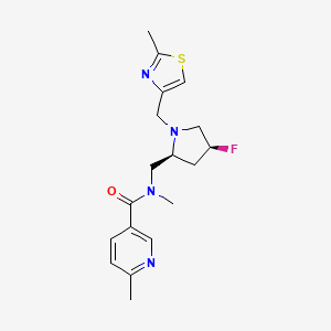 molecular formula C18H23FN4OS B6864059 N-[[(2S,4S)-4-fluoro-1-[(2-methyl-1,3-thiazol-4-yl)methyl]pyrrolidin-2-yl]methyl]-N,6-dimethylpyridine-3-carboxamide 