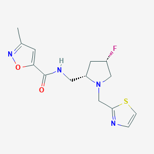 molecular formula C14H17FN4O2S B6864111 N-[[(2S,4S)-4-fluoro-1-(1,3-thiazol-2-ylmethyl)pyrrolidin-2-yl]methyl]-3-methyl-1,2-oxazole-5-carboxamide 