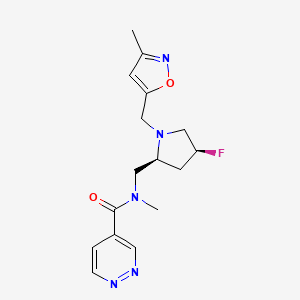 molecular formula C16H20FN5O2 B6864195 N-[[(2S,4S)-4-fluoro-1-[(3-methyl-1,2-oxazol-5-yl)methyl]pyrrolidin-2-yl]methyl]-N-methylpyridazine-4-carboxamide 