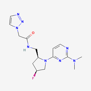 molecular formula C15H21FN8O B6864199 N-[[(2S,4S)-1-[2-(dimethylamino)pyrimidin-4-yl]-4-fluoropyrrolidin-2-yl]methyl]-2-(triazol-1-yl)acetamide 