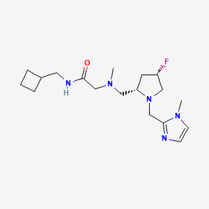 molecular formula C18H30FN5O B6864224 N-(cyclobutylmethyl)-2-[[(2S,4S)-4-fluoro-1-[(1-methylimidazol-2-yl)methyl]pyrrolidin-2-yl]methyl-methylamino]acetamide 