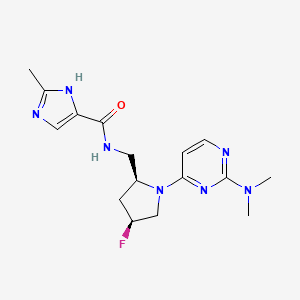 molecular formula C16H22FN7O B6864269 N-[[(2S,4S)-1-[2-(dimethylamino)pyrimidin-4-yl]-4-fluoropyrrolidin-2-yl]methyl]-2-methyl-1H-imidazole-5-carboxamide 