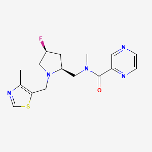 molecular formula C16H20FN5OS B6864293 N-[[(2S,4S)-4-fluoro-1-[(4-methyl-1,3-thiazol-5-yl)methyl]pyrrolidin-2-yl]methyl]-N-methylpyrazine-2-carboxamide 