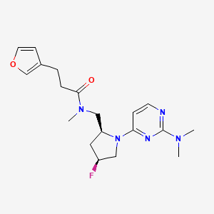 molecular formula C19H26FN5O2 B6864303 N-[[(2S,4S)-1-[2-(dimethylamino)pyrimidin-4-yl]-4-fluoropyrrolidin-2-yl]methyl]-3-(furan-3-yl)-N-methylpropanamide 