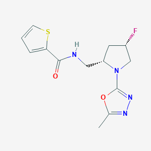 molecular formula C13H15FN4O2S B6864342 N-[[(2S,4S)-4-fluoro-1-(5-methyl-1,3,4-oxadiazol-2-yl)pyrrolidin-2-yl]methyl]thiophene-2-carboxamide 