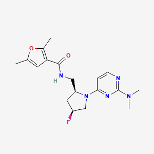 molecular formula C18H24FN5O2 B6864368 N-[[(2S,4S)-1-[2-(dimethylamino)pyrimidin-4-yl]-4-fluoropyrrolidin-2-yl]methyl]-2,5-dimethylfuran-3-carboxamide 
