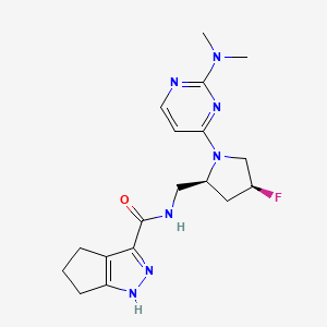 molecular formula C18H24FN7O B6864374 N-[[(2S,4S)-1-[2-(dimethylamino)pyrimidin-4-yl]-4-fluoropyrrolidin-2-yl]methyl]-1,4,5,6-tetrahydrocyclopenta[c]pyrazole-3-carboxamide 