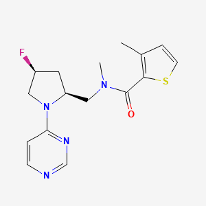 molecular formula C16H19FN4OS B6864421 N-[[(2S,4S)-4-fluoro-1-pyrimidin-4-ylpyrrolidin-2-yl]methyl]-N,3-dimethylthiophene-2-carboxamide 
