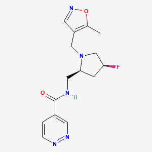 molecular formula C15H18FN5O2 B6864428 N-[[(2S,4S)-4-fluoro-1-[(5-methyl-1,2-oxazol-4-yl)methyl]pyrrolidin-2-yl]methyl]pyridazine-4-carboxamide 