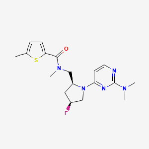molecular formula C18H24FN5OS B6864443 N-[[(2S,4S)-1-[2-(dimethylamino)pyrimidin-4-yl]-4-fluoropyrrolidin-2-yl]methyl]-N,5-dimethylthiophene-2-carboxamide 