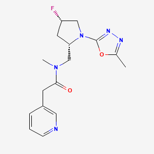 molecular formula C16H20FN5O2 B6864478 N-[[(2S,4S)-4-fluoro-1-(5-methyl-1,3,4-oxadiazol-2-yl)pyrrolidin-2-yl]methyl]-N-methyl-2-pyridin-3-ylacetamide 