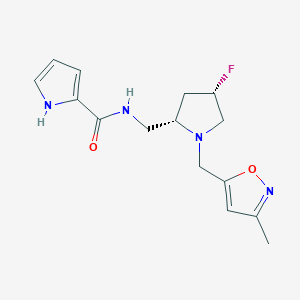 molecular formula C15H19FN4O2 B6864513 N-[[(2S,4S)-4-fluoro-1-[(3-methyl-1,2-oxazol-5-yl)methyl]pyrrolidin-2-yl]methyl]-1H-pyrrole-2-carboxamide 