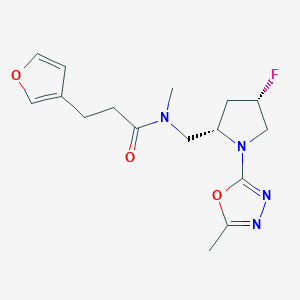 molecular formula C16H21FN4O3 B6864522 N-[[(2S,4S)-4-fluoro-1-(5-methyl-1,3,4-oxadiazol-2-yl)pyrrolidin-2-yl]methyl]-3-(furan-3-yl)-N-methylpropanamide 