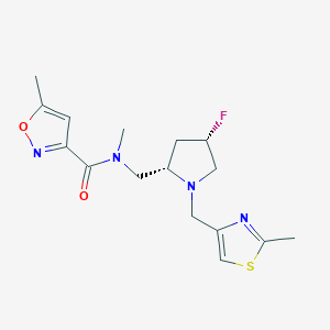 molecular formula C16H21FN4O2S B6864527 N-[[(2S,4S)-4-fluoro-1-[(2-methyl-1,3-thiazol-4-yl)methyl]pyrrolidin-2-yl]methyl]-N,5-dimethyl-1,2-oxazole-3-carboxamide 
