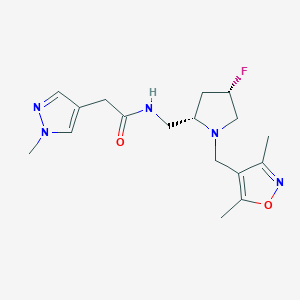 molecular formula C17H24FN5O2 B6864573 N-[[(2S,4S)-1-[(3,5-dimethyl-1,2-oxazol-4-yl)methyl]-4-fluoropyrrolidin-2-yl]methyl]-2-(1-methylpyrazol-4-yl)acetamide 