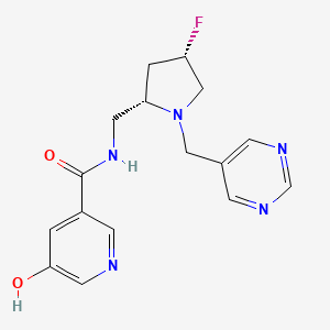 molecular formula C16H18FN5O2 B6864601 N-[[(2S,4S)-4-fluoro-1-(pyrimidin-5-ylmethyl)pyrrolidin-2-yl]methyl]-5-hydroxypyridine-3-carboxamide 