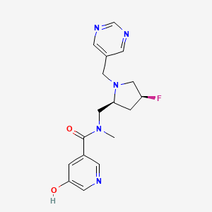 molecular formula C17H20FN5O2 B6864615 N-[[(2S,4S)-4-fluoro-1-(pyrimidin-5-ylmethyl)pyrrolidin-2-yl]methyl]-5-hydroxy-N-methylpyridine-3-carboxamide 