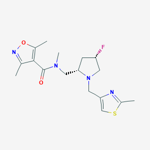 molecular formula C17H23FN4O2S B6864633 N-[[(2S,4S)-4-fluoro-1-[(2-methyl-1,3-thiazol-4-yl)methyl]pyrrolidin-2-yl]methyl]-N,3,5-trimethyl-1,2-oxazole-4-carboxamide 