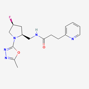 molecular formula C16H20FN5O2 B6864637 N-[[(2S,4S)-4-fluoro-1-(5-methyl-1,3,4-oxadiazol-2-yl)pyrrolidin-2-yl]methyl]-3-pyridin-2-ylpropanamide 