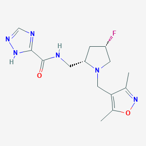 molecular formula C14H19FN6O2 B6864646 N-[[(2S,4S)-1-[(3,5-dimethyl-1,2-oxazol-4-yl)methyl]-4-fluoropyrrolidin-2-yl]methyl]-1H-1,2,4-triazole-5-carboxamide 