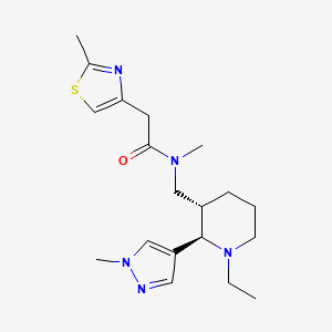 molecular formula C19H29N5OS B6864711 N-[[(2R,3S)-1-ethyl-2-(1-methylpyrazol-4-yl)piperidin-3-yl]methyl]-N-methyl-2-(2-methyl-1,3-thiazol-4-yl)acetamide 