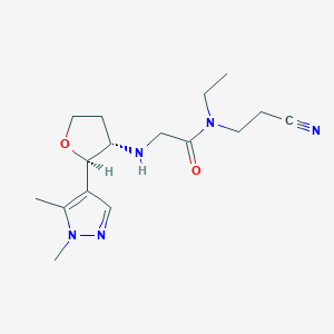 molecular formula C16H25N5O2 B6864731 N-(2-cyanoethyl)-2-[[(2R,3S)-2-(1,5-dimethylpyrazol-4-yl)oxolan-3-yl]amino]-N-ethylacetamide 