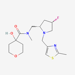 molecular formula C17H26FN3O3S B6864852 N-[[(2S,4S)-4-fluoro-1-[(2-methyl-1,3-thiazol-4-yl)methyl]pyrrolidin-2-yl]methyl]-4-hydroxy-N-methyloxane-4-carboxamide 