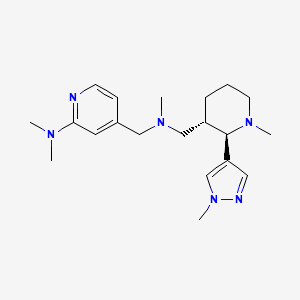 molecular formula C20H32N6 B6864866 N,N-dimethyl-4-[[methyl-[[(2R,3S)-1-methyl-2-(1-methylpyrazol-4-yl)piperidin-3-yl]methyl]amino]methyl]pyridin-2-amine 