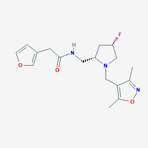 molecular formula C17H22FN3O3 B6864905 N-[[(2S,4S)-1-[(3,5-dimethyl-1,2-oxazol-4-yl)methyl]-4-fluoropyrrolidin-2-yl]methyl]-2-(furan-3-yl)acetamide 