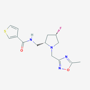 molecular formula C14H17FN4O2S B6864920 N-[[(2S,4S)-4-fluoro-1-[(5-methyl-1,2,4-oxadiazol-3-yl)methyl]pyrrolidin-2-yl]methyl]thiophene-3-carboxamide 