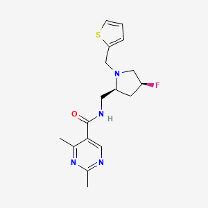 molecular formula C17H21FN4OS B6864922 N-[[(2S,4S)-4-fluoro-1-(thiophen-2-ylmethyl)pyrrolidin-2-yl]methyl]-2,4-dimethylpyrimidine-5-carboxamide 