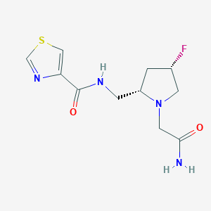 molecular formula C11H15FN4O2S B6864925 N-[[(2S,4S)-1-(2-amino-2-oxoethyl)-4-fluoropyrrolidin-2-yl]methyl]-1,3-thiazole-4-carboxamide 