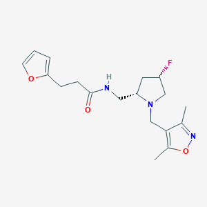 molecular formula C18H24FN3O3 B6864943 N-[[(2S,4S)-1-[(3,5-dimethyl-1,2-oxazol-4-yl)methyl]-4-fluoropyrrolidin-2-yl]methyl]-3-(furan-2-yl)propanamide 