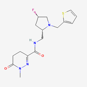 molecular formula C16H21FN4O2S B6864946 N-[[(2S,4S)-4-fluoro-1-(thiophen-2-ylmethyl)pyrrolidin-2-yl]methyl]-1-methyl-6-oxo-4,5-dihydropyridazine-3-carboxamide 