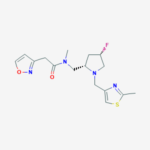 molecular formula C16H21FN4O2S B6864972 N-[[(2S,4S)-4-fluoro-1-[(2-methyl-1,3-thiazol-4-yl)methyl]pyrrolidin-2-yl]methyl]-N-methyl-2-(1,2-oxazol-3-yl)acetamide 