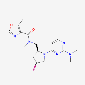 molecular formula C17H23FN6O2 B6864979 N-[[(2S,4S)-1-[2-(dimethylamino)pyrimidin-4-yl]-4-fluoropyrrolidin-2-yl]methyl]-N,5-dimethyl-1,3-oxazole-4-carboxamide 