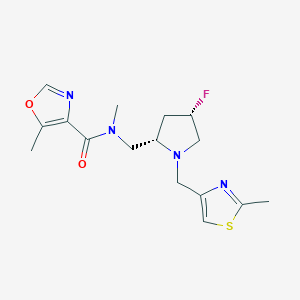 molecular formula C16H21FN4O2S B6865058 N-[[(2S,4S)-4-fluoro-1-[(2-methyl-1,3-thiazol-4-yl)methyl]pyrrolidin-2-yl]methyl]-N,5-dimethyl-1,3-oxazole-4-carboxamide 