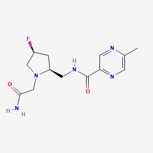 molecular formula C13H18FN5O2 B6865121 N-[[(2S,4S)-1-(2-amino-2-oxoethyl)-4-fluoropyrrolidin-2-yl]methyl]-5-methylpyrazine-2-carboxamide 